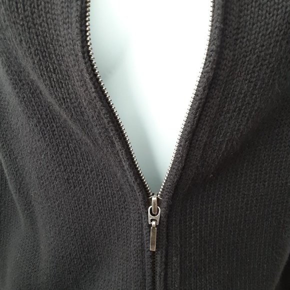 Womens COUSIN JOHNNY  Full Zipper Black Sweater Vest - Small - Picture 5 of 8